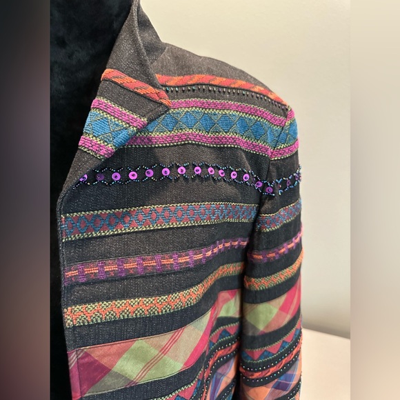 Coldwater Creek open front jacket, southwestern beaded sequin multicolor inserts - Picture 11 of 16